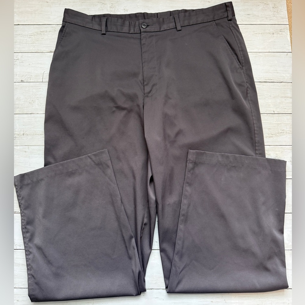 Pebble Beach Performance Pants Mens 48x32 Gray Stretch Golf Pants Flat Front